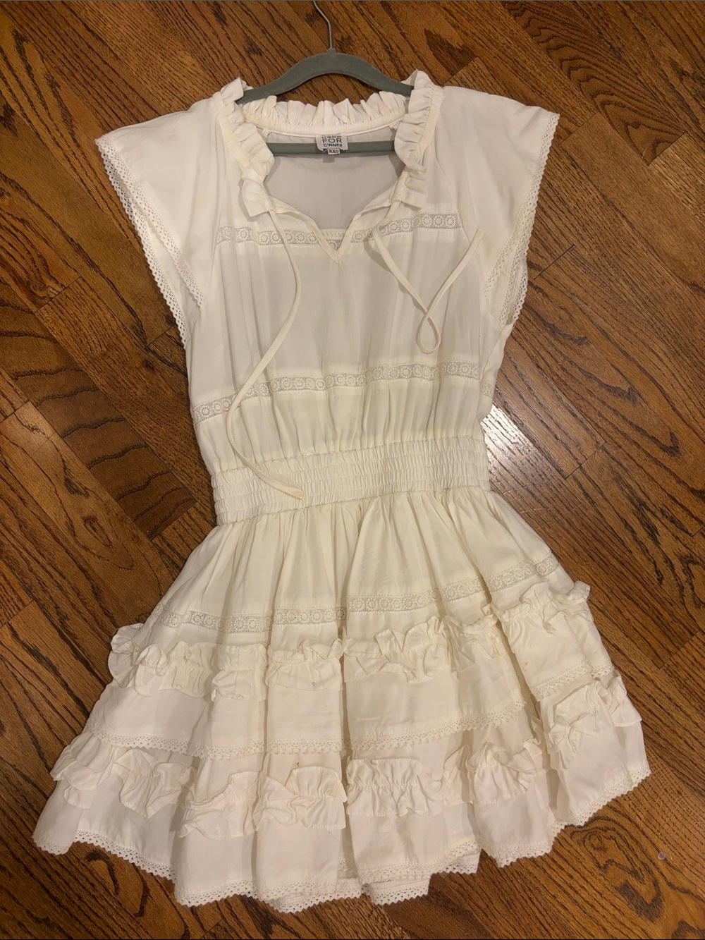Cake for Dinner Teen Ivory Ruffled Tiered Dress with Smocked Waist
